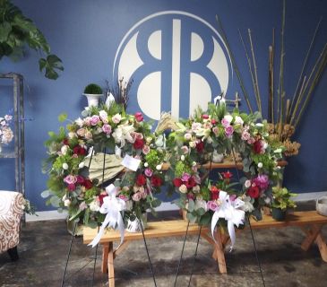 Sympathy Wreathe Set W/Bows Attached